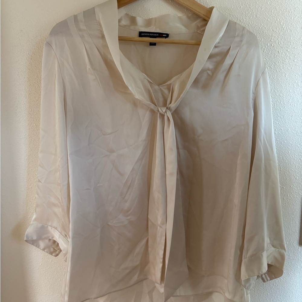 Banana Republic Cream Tie-Neck Blouse